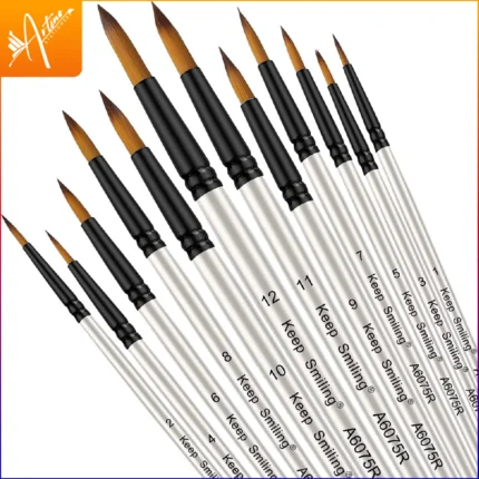 Keep Smiling Round Tip Paint Brushes – Professional 12-Pack