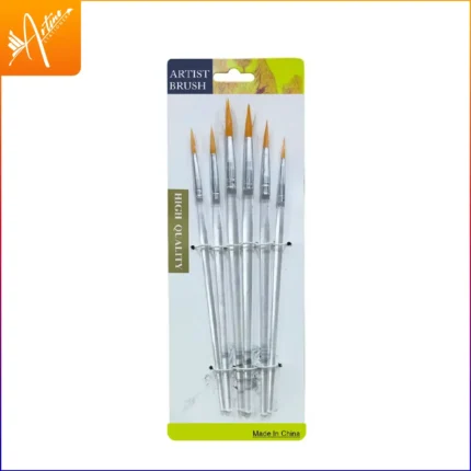 Transparent Handle Round Paint Brushes – 6-Piece Artist Set