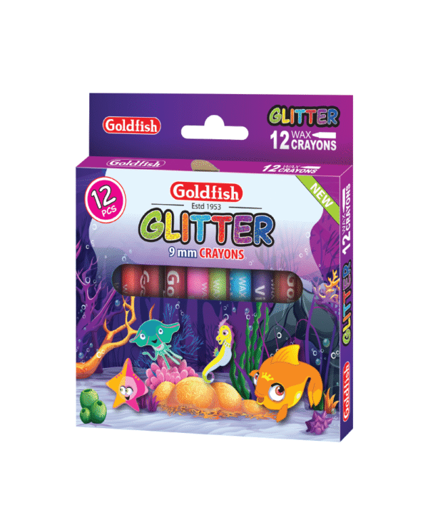 Goldfish Glitter Crayons 12 Pcs 9mm High Quality Crayons