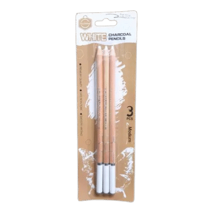 Keep Smiling White Charcoal Pencil Pack of 3 (Medium)